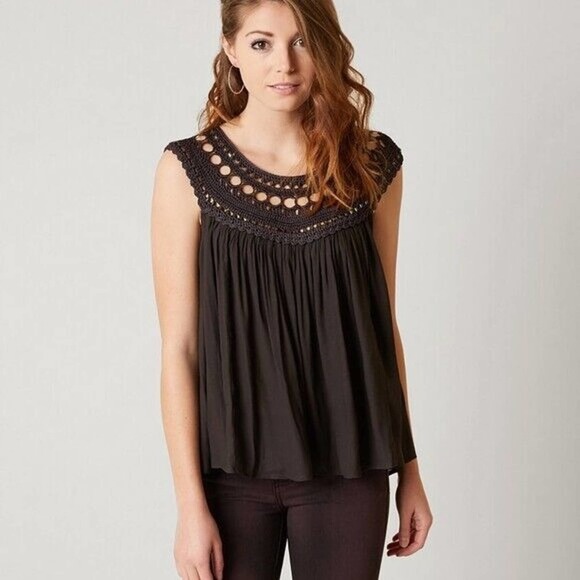 Free People | Feel Free Woven Yoke Hardware Top Womens Size S Purple - Picture 10 of 10